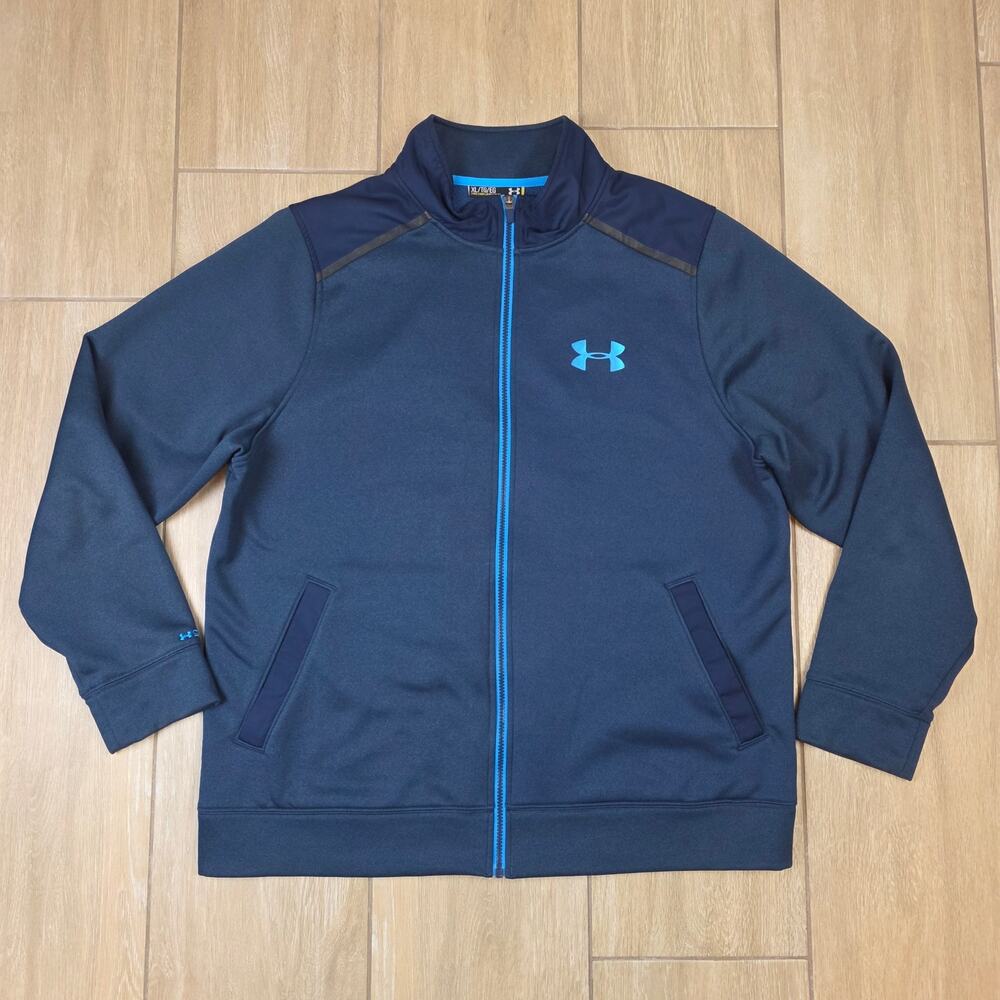 Under Armour Storm ColdGear Jacket Mens XL Blue Fleece Full Zip Zip Pockets